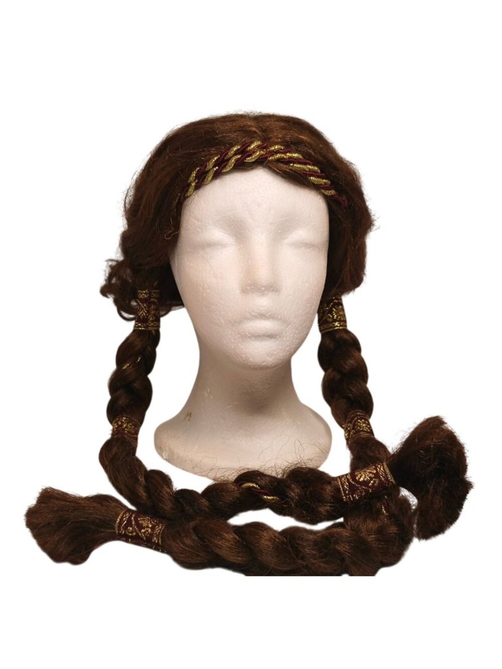 Braided Renaissance Medieval Wig Costume Brown Gold Halloween Theatrical Cosplay